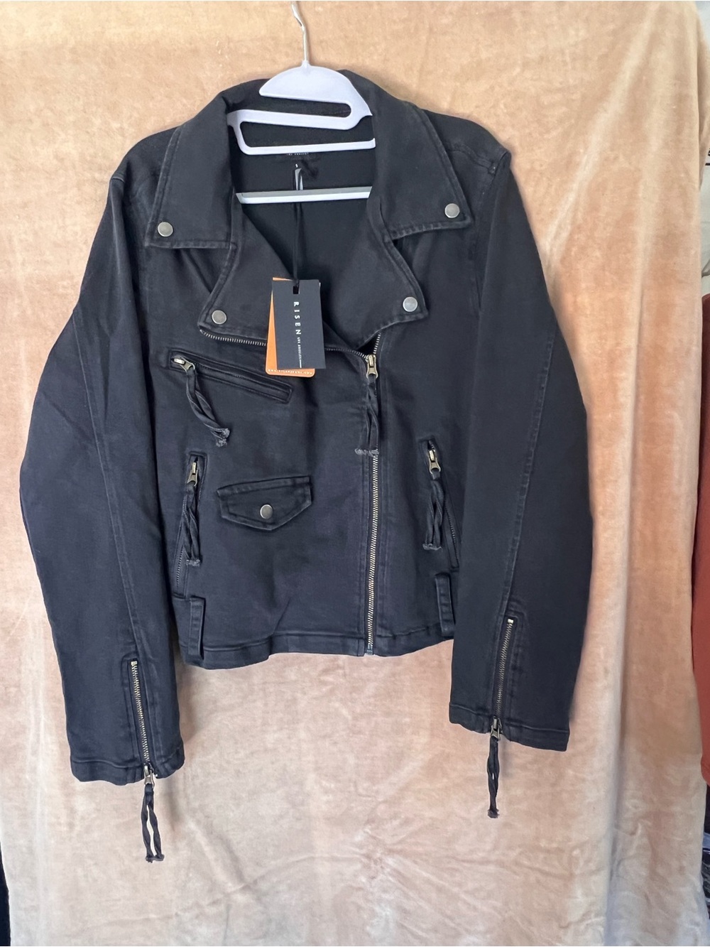 Risen Black Women's Moto Jean Jacket